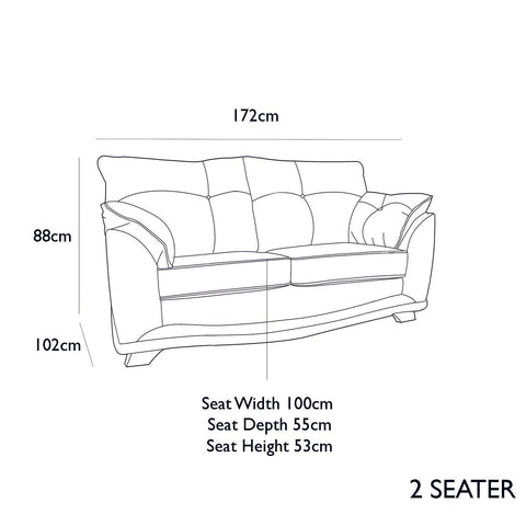 Nolan Brown Leather 3 Seater Sofa, also available in a variety of fabrics and colours - 2 Seater Sofa Dimensions  