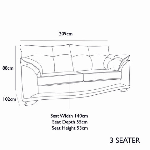 Nolan Brown Leather 3 Seater Sofa, also available in a variety of fabrics and colours - 3 Seater Sofa Dimensions 