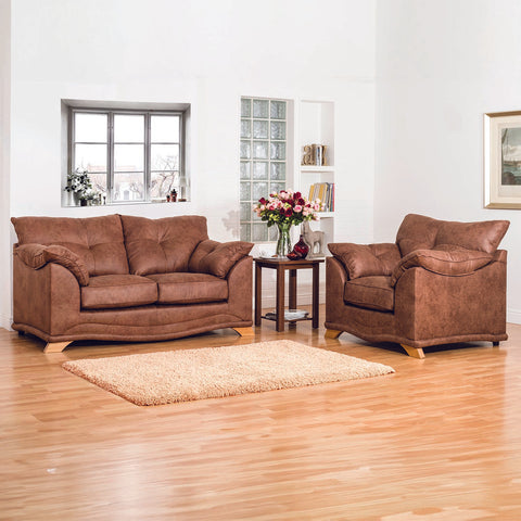 Nolan Brown Leather 3 Seater Sofa, also available in a variety of fabrics and colours - Lifestyle Image