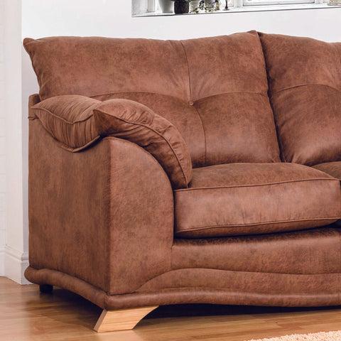 Nolan Brown Leather 3 Seater Sofa, also available in a variety of fabrics and colours - Close Up of Sofa Arm