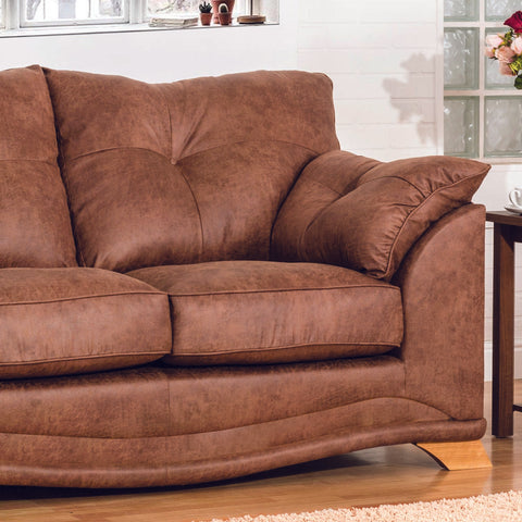 Nolan Brown Leather 3 Seater Sofa, also available in a variety of fabrics and colours - Close Up of Sofa Design 