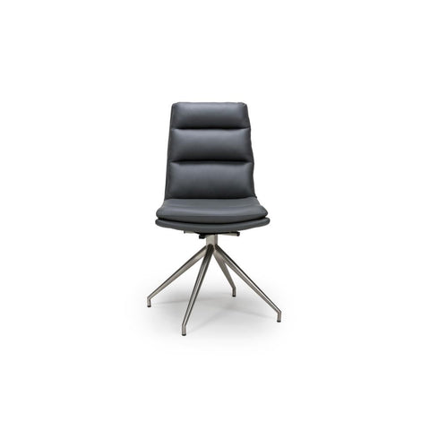 Nobel Grey Set of 4 Swivel Dining Chairs with Brushed Steel Legs