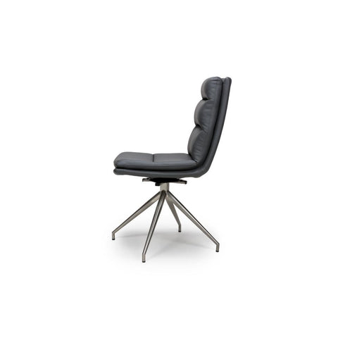 Nobel Grey Set of 4 Swivel Dining Chairs with Brushed Steel Legs