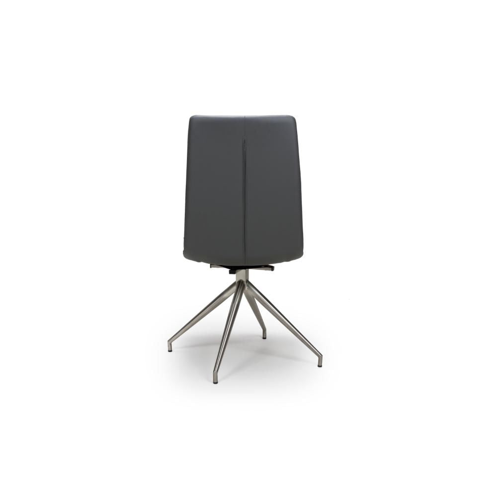 Nobel Grey Set of 4 Swivel Dining Chairs with Brushed Steel Legs