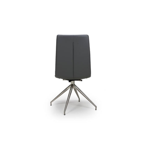 Nobel Grey Set of 4 Swivel Dining Chairs with Brushed Steel Legs