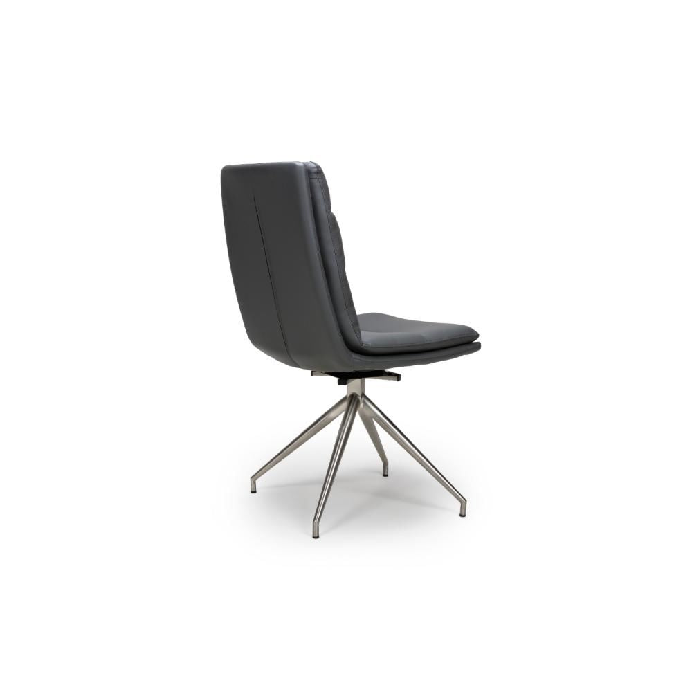 Nobel Grey Set of 4 Swivel Dining Chairs with Brushed Steel Legs