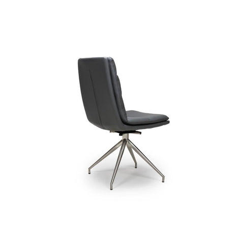 Nobel Grey Set of 4 Swivel Dining Chairs with Brushed Steel Legs