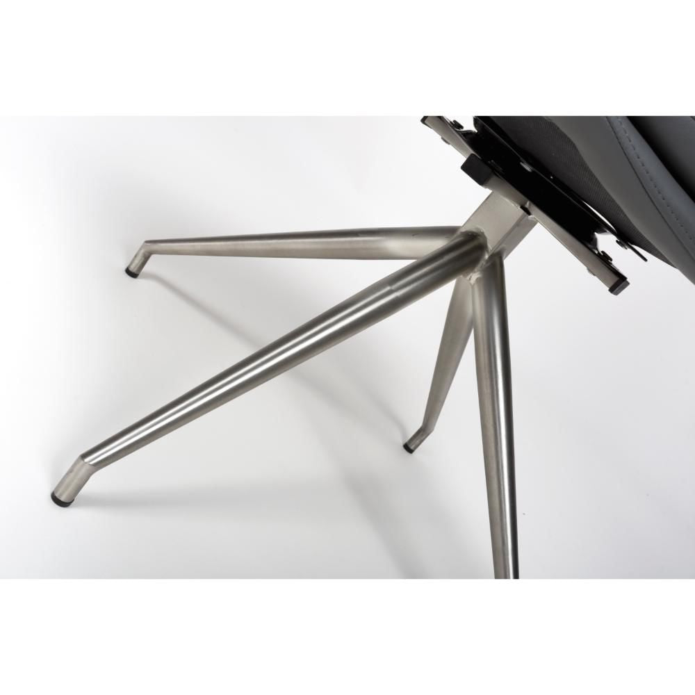 Nobel Grey Set of 4 Swivel Dining Chairs with Brushed Steel Legs