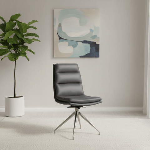 Nobel Grey Set of 4 Swivel Dining Chairs with Brushed Steel Legs