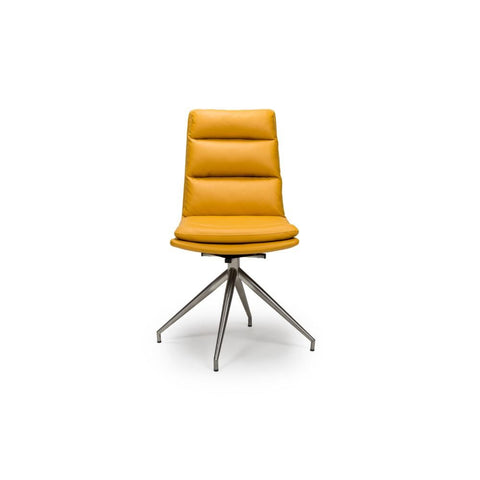 Nobel Ochre Set of 4 Swivel Dining Chairs with Brushed Steel Legs