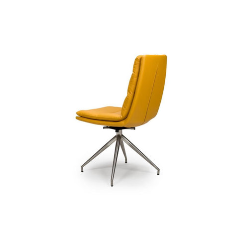 Nobel Ochre Set of 4 Swivel Dining Chairs with Brushed Steel Legs