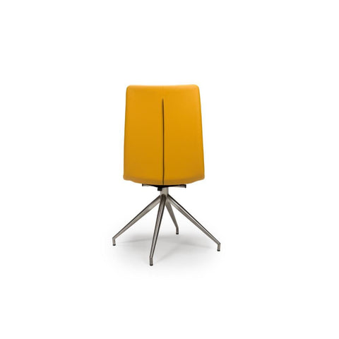 Nobel Ochre Set of 4 Swivel Dining Chairs with Brushed Steel Legs