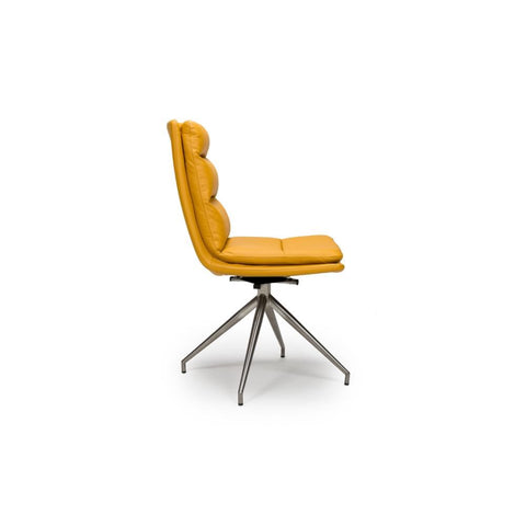 Nobel Ochre Set of 4 Swivel Dining Chairs with Brushed Steel Legs