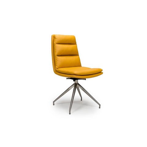 Nobel Ochre Set of 4 Swivel Dining Chairs with Brushed Steel Legs