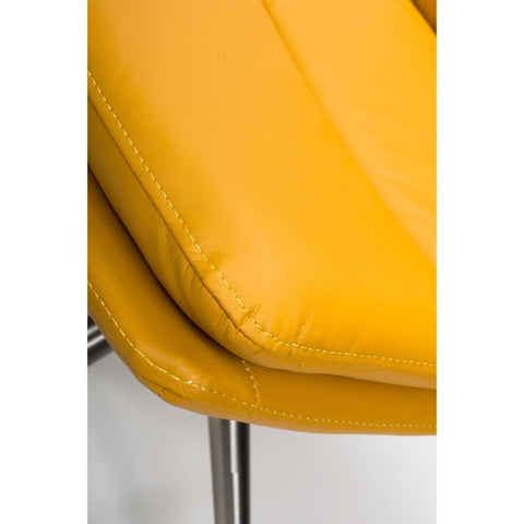 Nobel Ochre Set of 4 Swivel Dining Chairs with Brushed Steel Legs