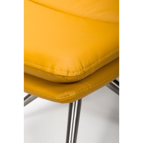 Nobel Ochre Set of 4 Swivel Dining Chairs with Brushed Steel Legs