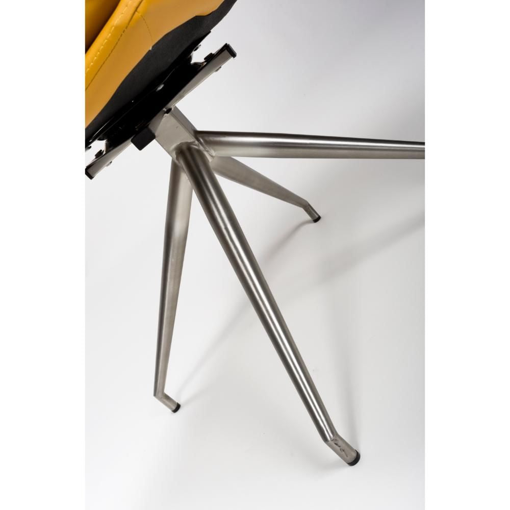 Nobel Ochre Set of 4 Swivel Dining Chairs with Brushed Steel Legs