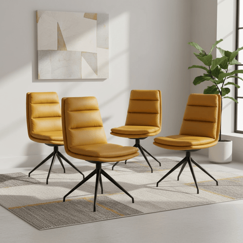 Nobel Ochre Set of 4 Swivel Dining Chairs