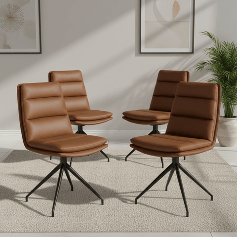 Nobel Tan Set of 4 Swivel Dining Chairs
