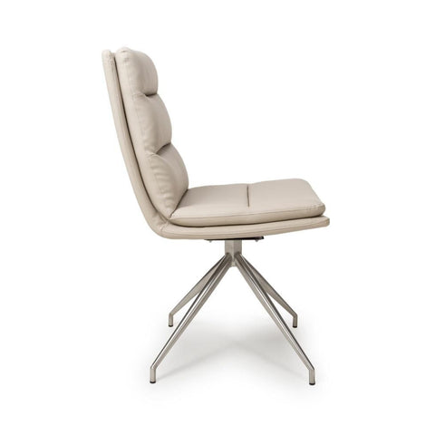 Nobel Taupe Set of 4 Swivel Dining Chairs with Brushed Steel Legs