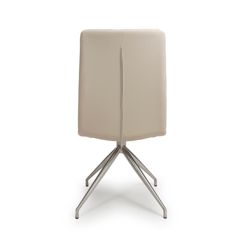 Nobel Taupe Set of 4 Swivel Dining Chairs with Brushed Steel Legs