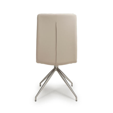 Nobel Taupe Set of 4 Swivel Dining Chairs with Brushed Steel Legs