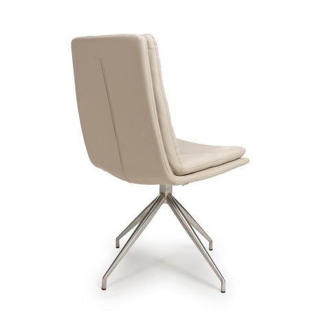 Nobel Taupe Set of 4 Swivel Dining Chairs with Brushed Steel Legs