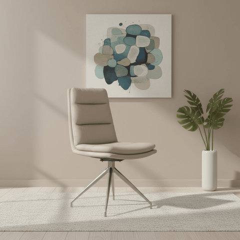 Nobel Taupe Set of 4 Swivel Dining Chairs with Brushed Steel Legs