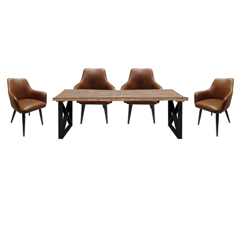 Noir Railway Sleeper Small 1.8M Dining Table with Toronto Dining Chairs, matching furniture available - Main image 