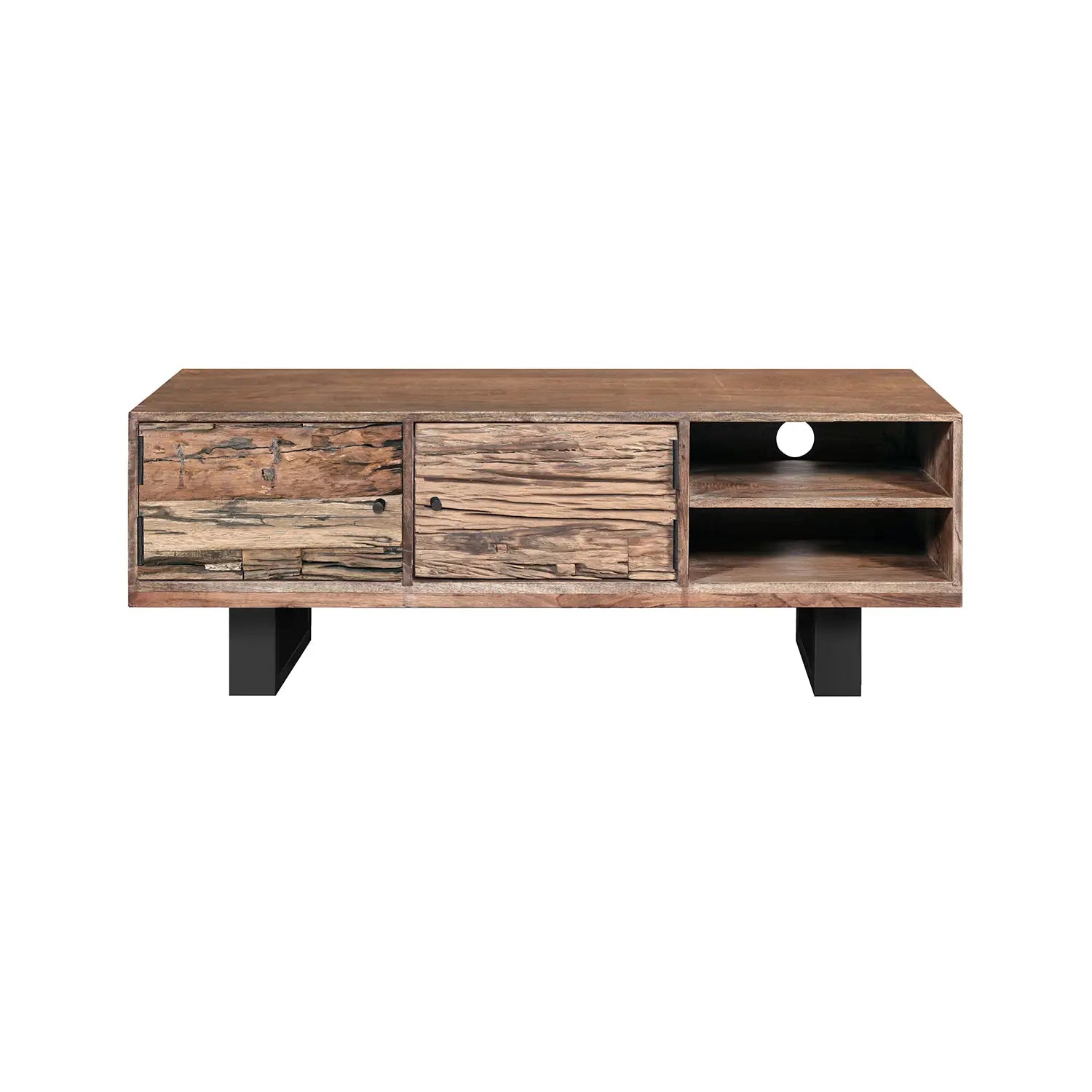Noir Railway Sleeper Wood TV Unit - Pendle Village Furniture