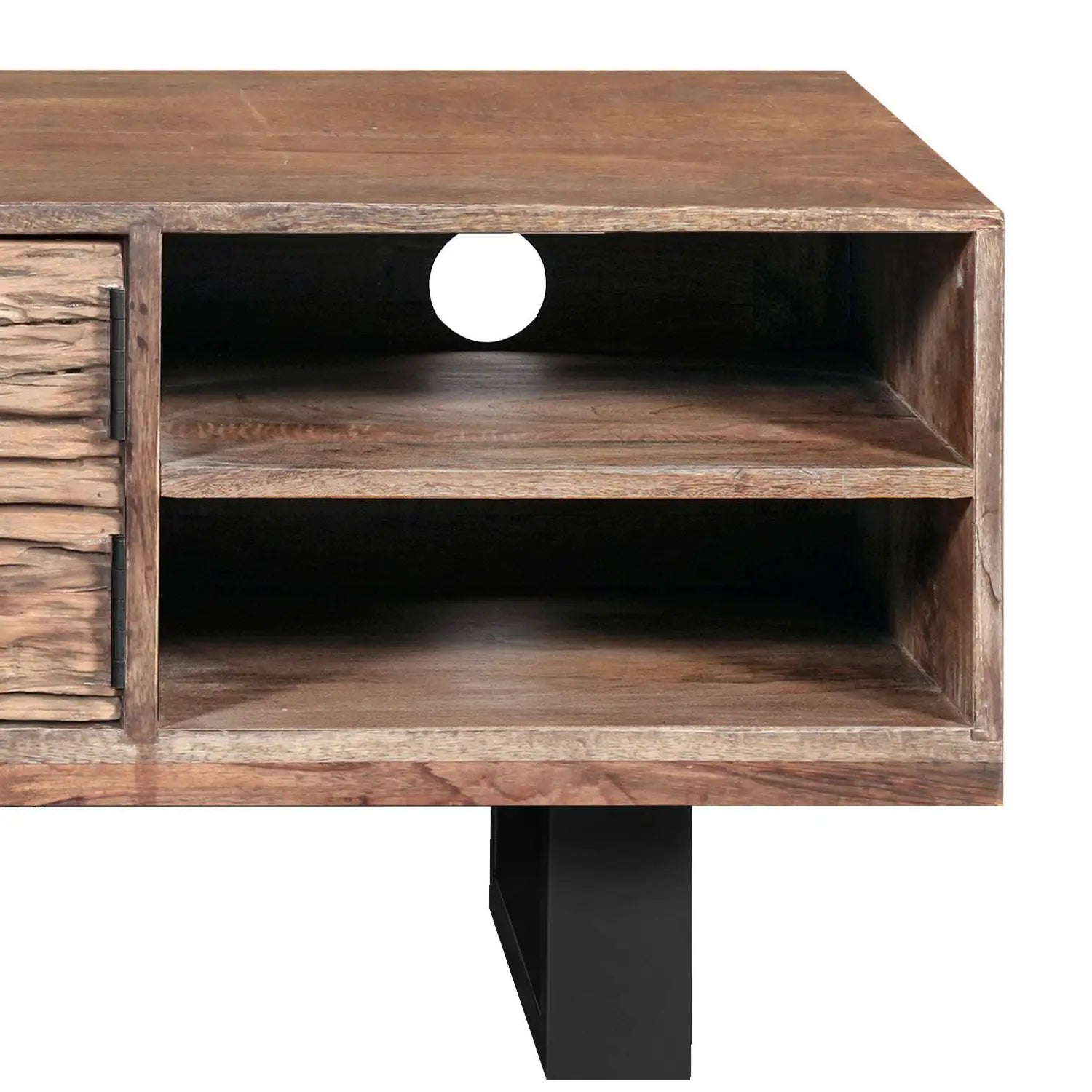 Noir Railway Sleeper Wood TV Unit - Pendle Village Furniture