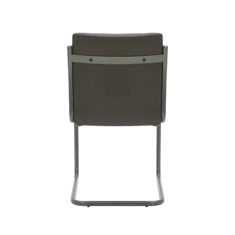 Noir Vintage Grey Leather Set of 6 Dining Chairs - Back Of Dining Chair 