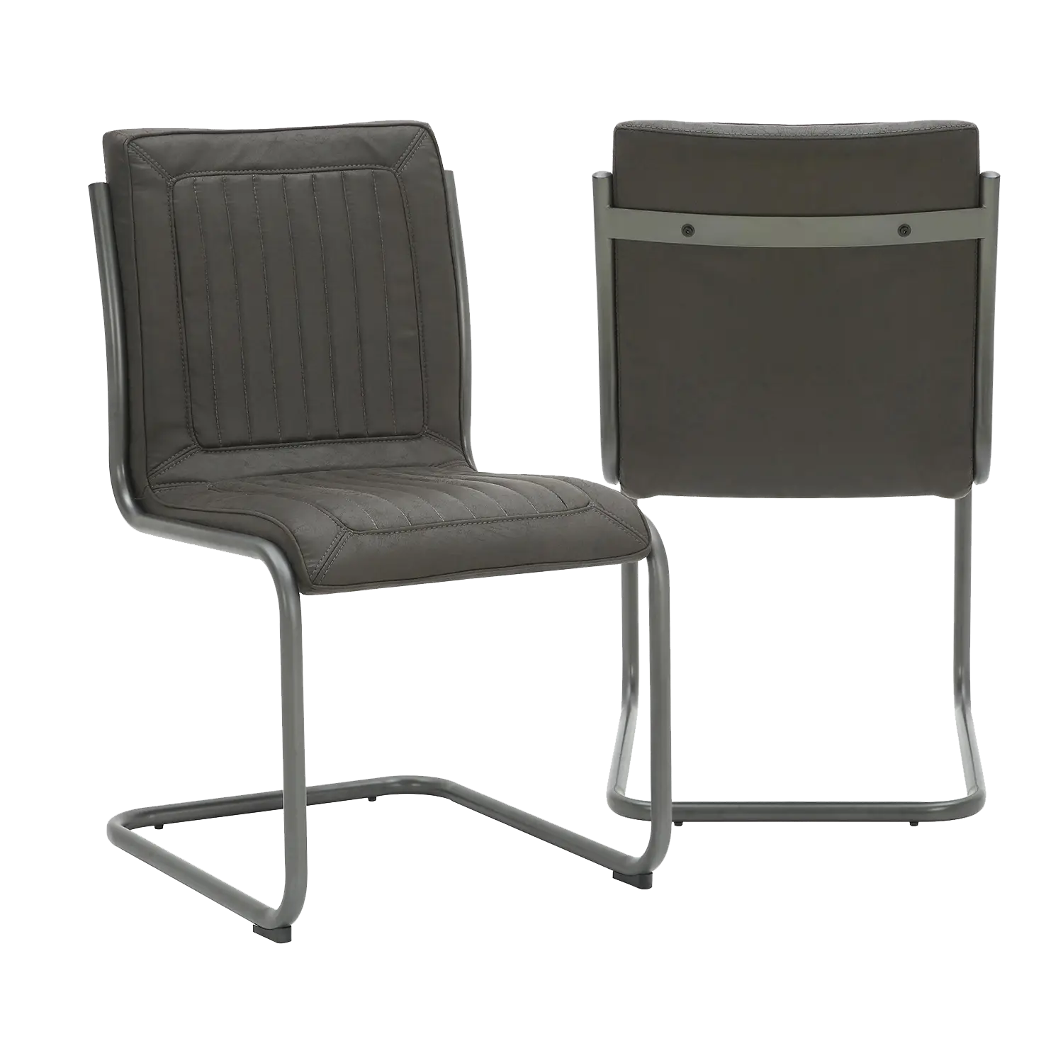 Noir Railway Sleeper Wood Small 1.8M Dining Table Set, Matching Furniture Available - Front and Back View of Dining Chairs 