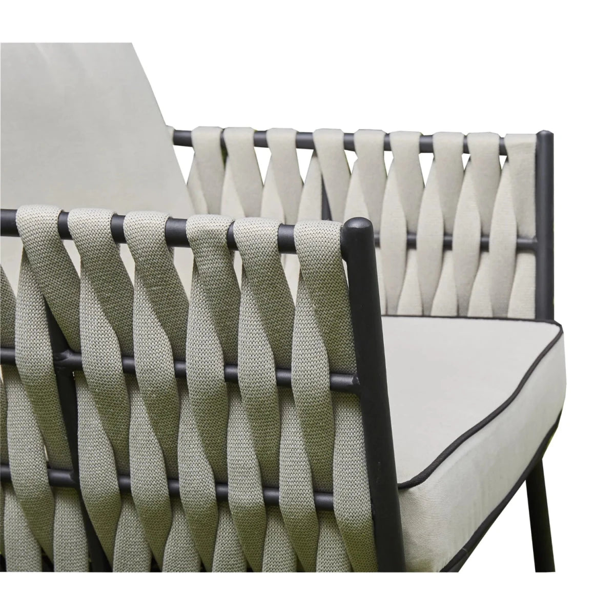 Contemporary outdoor armchairs for relaxing seating.