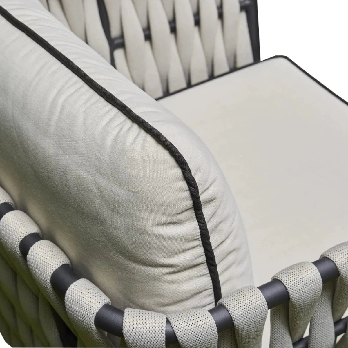 Soft showerproof cushions for outdoor comfort.