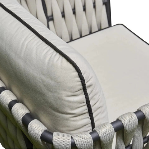 Soft showerproof cushions for outdoor comfort.