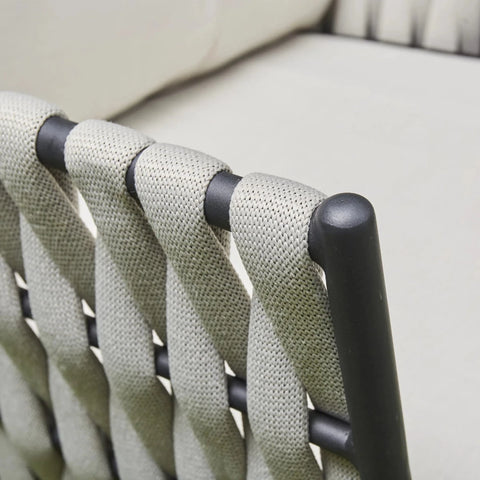 Durable rope weave detailing with modern outdoor style.