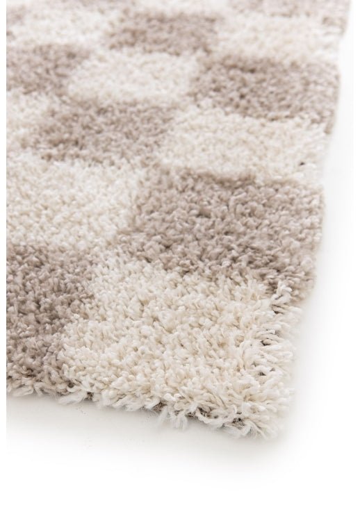 Timeless check pattern rug in soft natural shades.