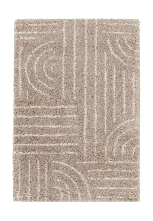 Elegant natural tone rug adding warmth to living space.