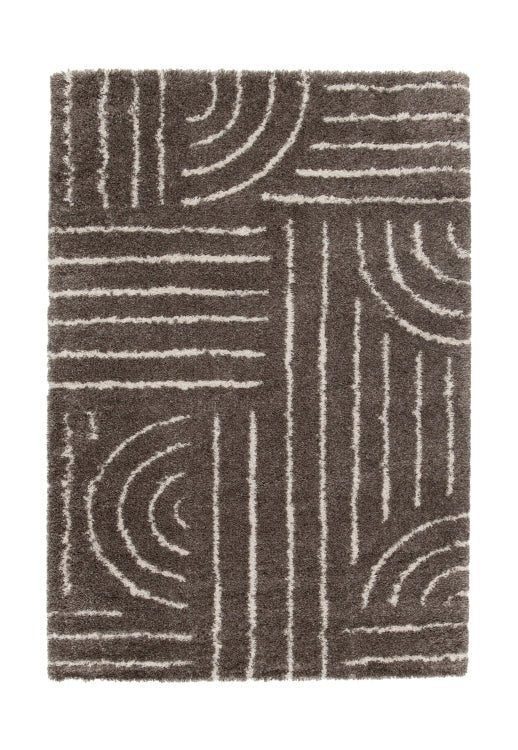Plush taupe rug with neutral tones for cozy interiors.