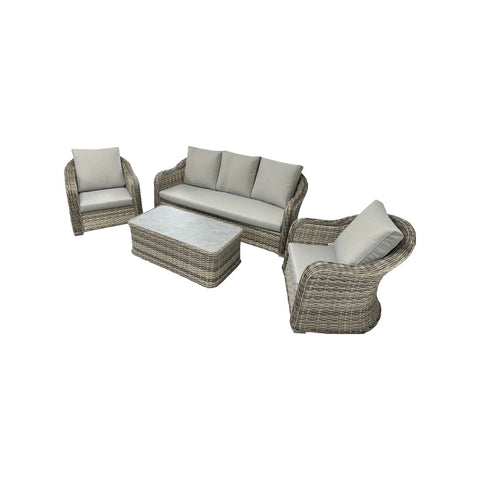 Nordic Rattan Garden Sofa Set – 3 Seater, 2 Chairs & Coffee Table