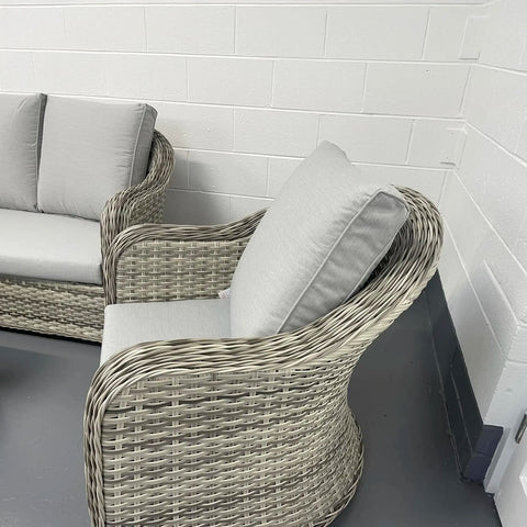 Nordic Rattan Garden Sofa Set – 3 Seater, 2 Chairs & Coffee Table