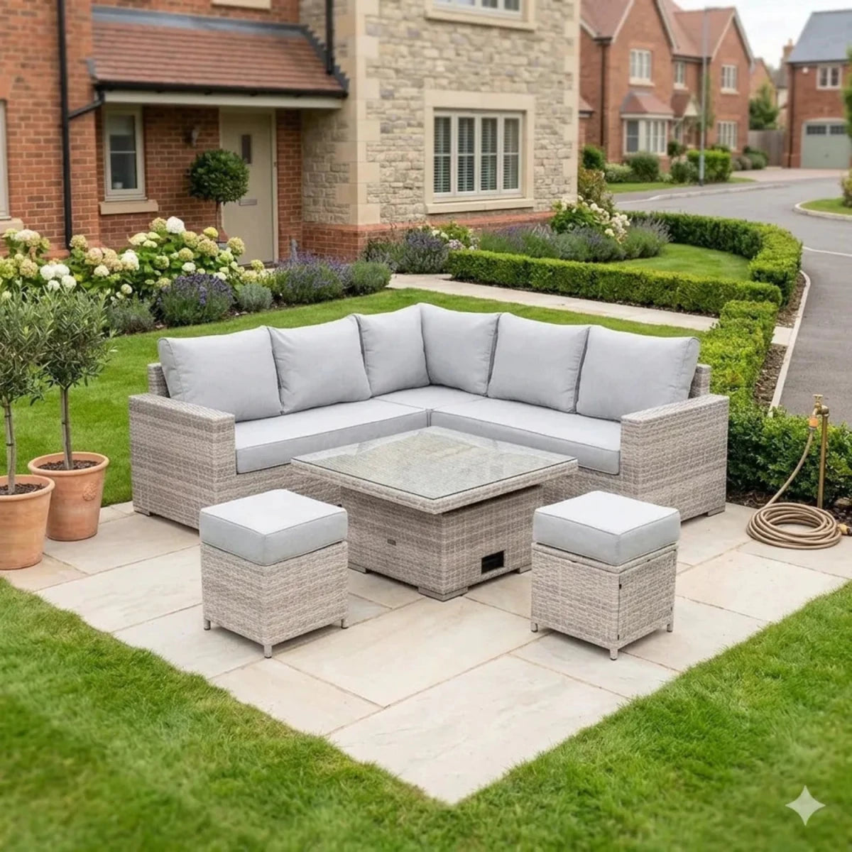Outdoor corner sofa set designed for comfort and entertaining.