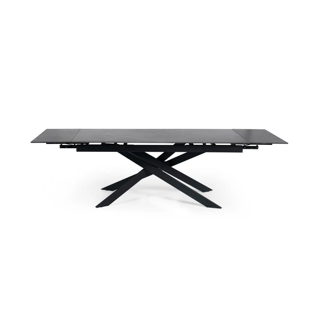 Hackney Black Ceramic Extending Dining Table with 4 Elara Grey Chairs - Pendle Village Furniture