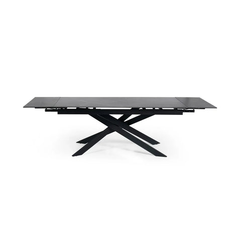 Hackney Black Ceramic Extending Dining Table with 4 Elara Grey Chairs - Pendle Village Furniture