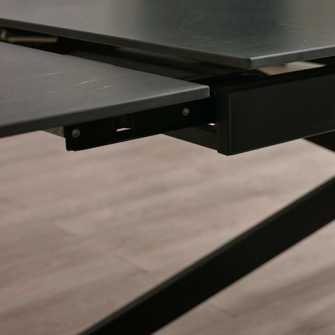 Hackney Black Ceramic Extending Dining Table with 4 Elara Grey Chairs - Pendle Village Furniture