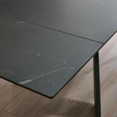 Hackney Black Ceramic Extending Dining Table with 4 Elara Grey Chairs - Pendle Village Furniture