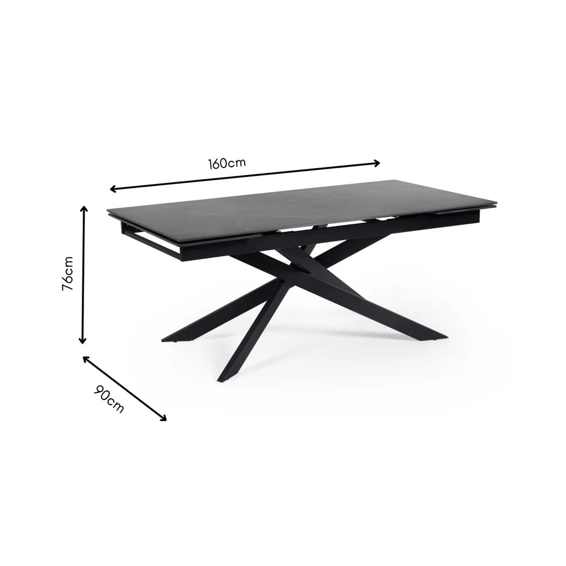 Hackney Black Ceramic Extending Dining Table - Pendle Village Furniture