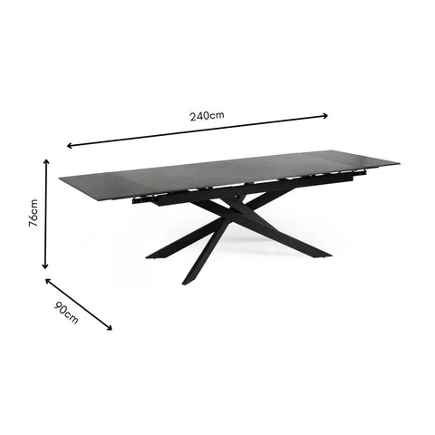 Hackney Black Ceramic Extending Dining Table - Dimensions