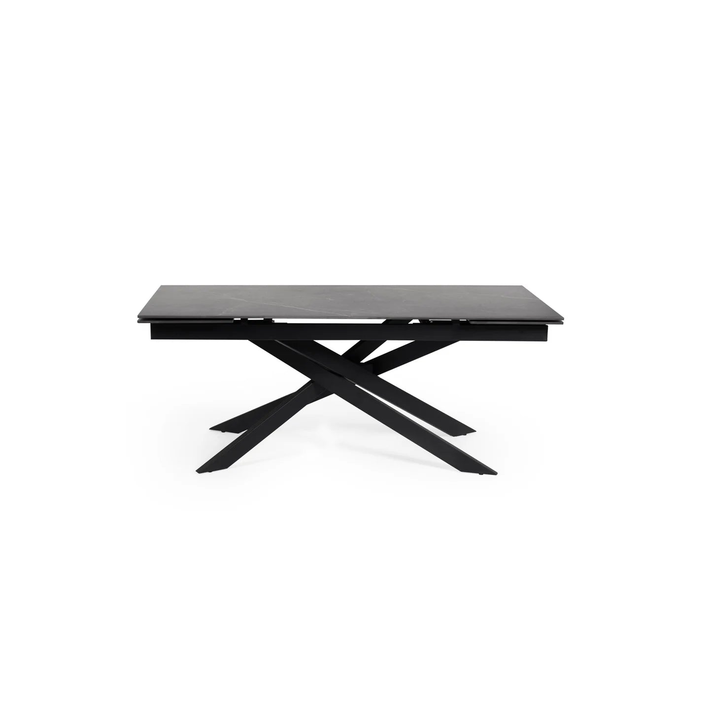 Hackney Black Ceramic Extending Dining Table with Black Metal Legs
